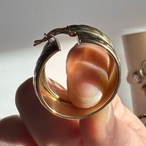 Brushed Gold & Silver Italian Hoop Earrings